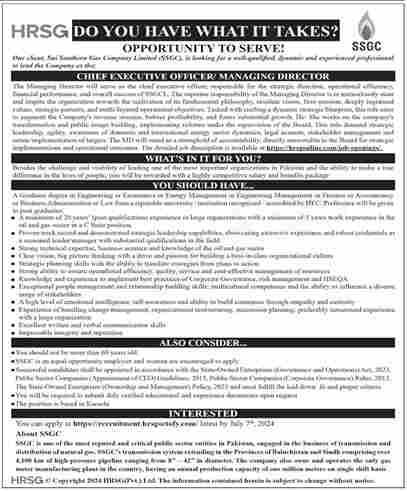 Latest SSGC Jobs 2024-Sui Southern Gas Company Limited Jobs